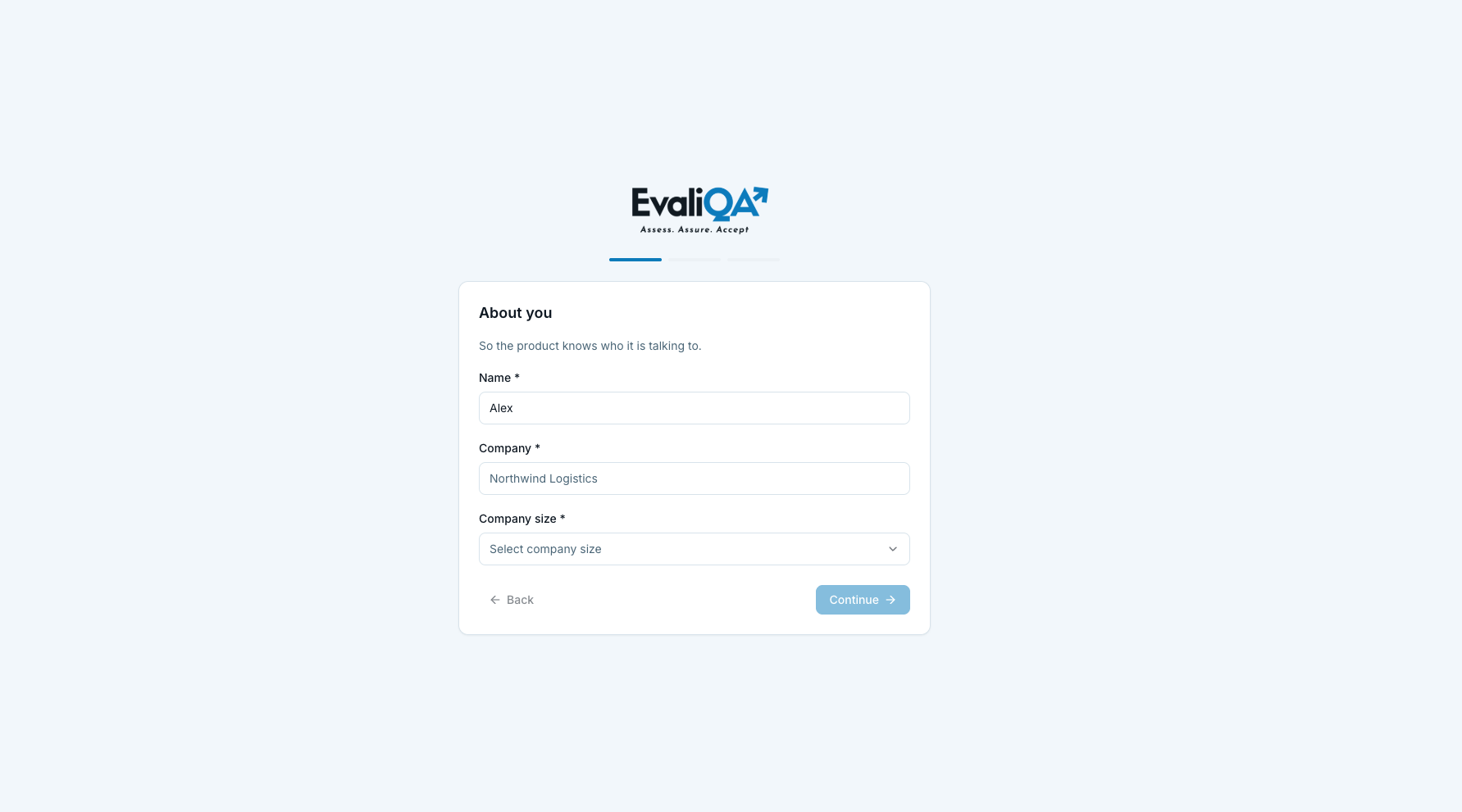 EvaliQA register form